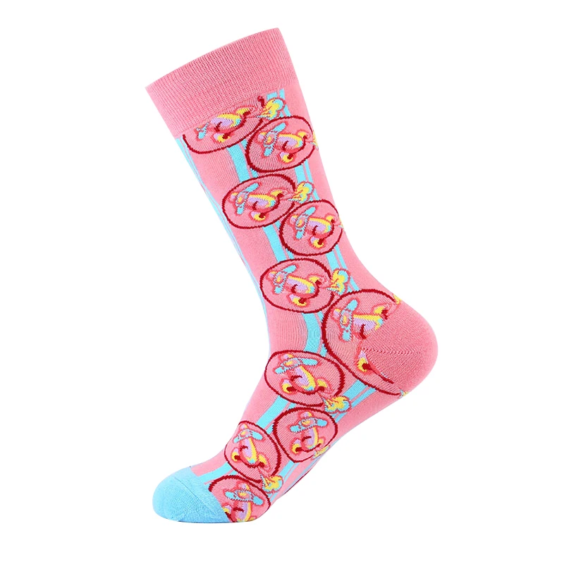 Мужские теплые счастливые носки высокого качества, цветные Дизайнерские мужские чесаные хлопчатобумажные забавные носки, новинка, носки для скейтборда, подарок для мужчин - Цвет: 50132