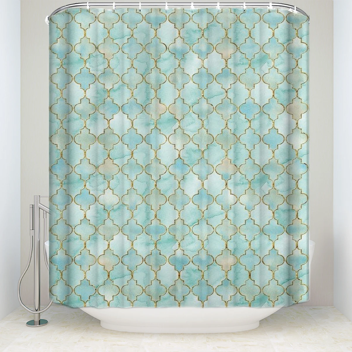 

CHARMHOME Vintage Design Fabric Shower Curtain Fish Scales Pattern Personalized Bathroom Waterproof Polyester Bath Curtain