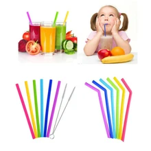 7 шт многоразовые трубочки многоразовые силиконовые питьевые соломы с чистящими щетками набор металлическая соломинка с чистящей щеткой для кружек