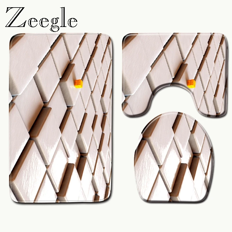 

Zeegle Bath Mats Bathroom Flannel Floor Rugs Cushion Toilet Seat Cover Bath Mat for Home Quick Dry Mat Non Slip Floor Mat