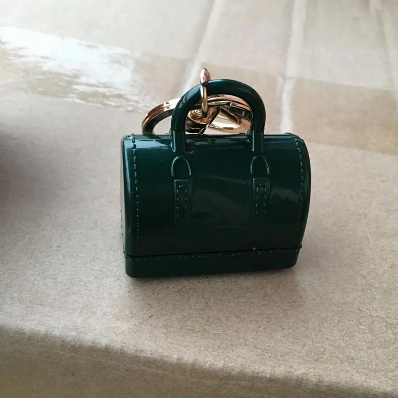 Маленькие Брелоки для ключей, подвески на сумку для ПВХ желе мешок 6 цветов - Цвет: dark green
