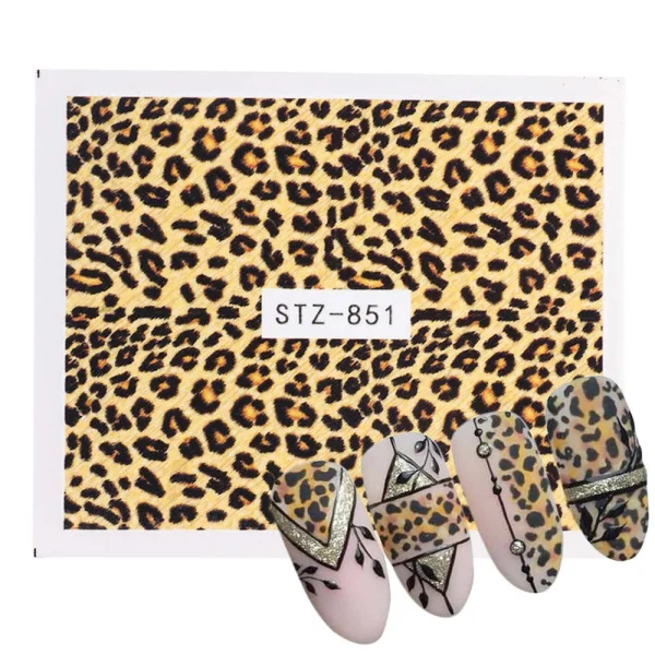 1 шт леопардовые наклейки для ногтей, Водные Наклейки, сексуальные амулеты, гибкая лента для ногтей, животные, маникюрные украшения, аксессуары для творчества, LESTZ845-855 - Цвет: STZ-850