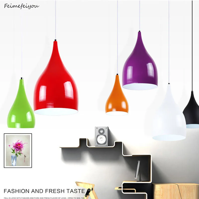 

Nordic minimalist creative personality art color single head chandelier postmodern aluminum restaurant living room chandelier