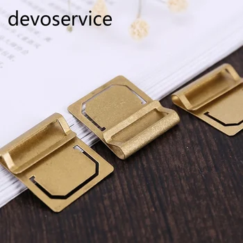 

6Pcs/Set Retro Copper Metal Paper Clips Brass Index Clamp Label Clip Memo Clips Holder Stationery Gift School Office Supplies