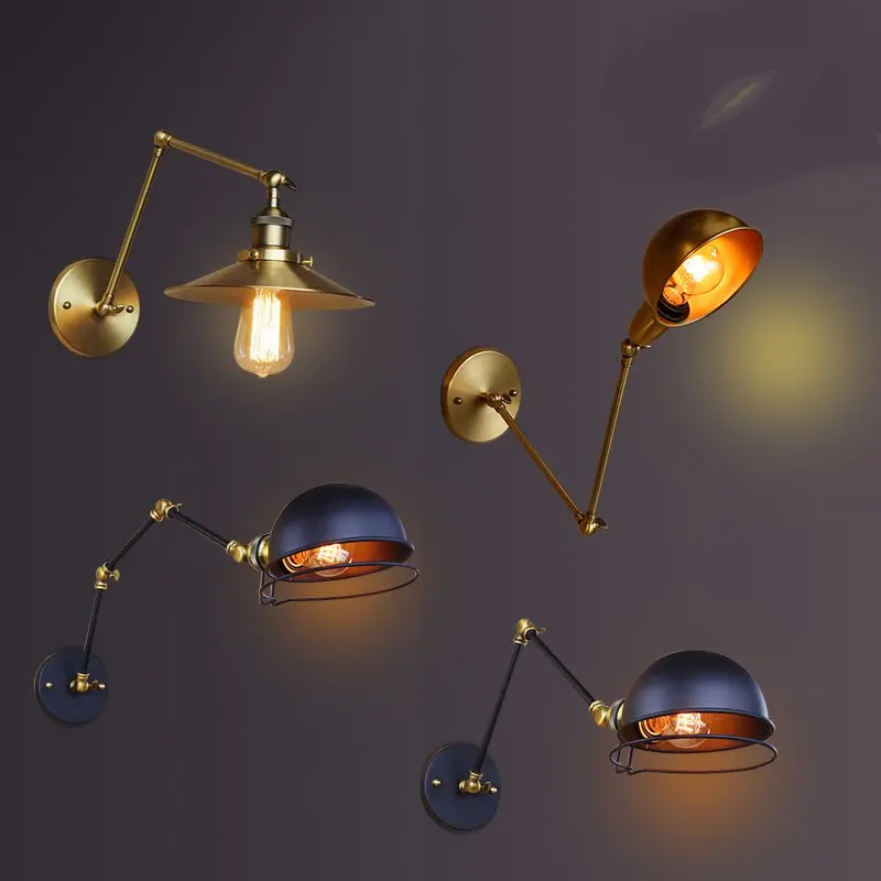 

Jane retro American living room bedroom bedside lamp wall lamp industry LED rocker wall personality activities