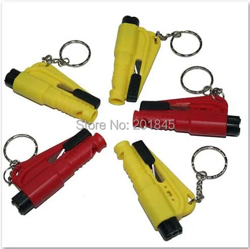 50pcs Mini 3 in 1 rescue car kit SOS Whistle  Seat Belt Cutter &Auto Emergency Hammer