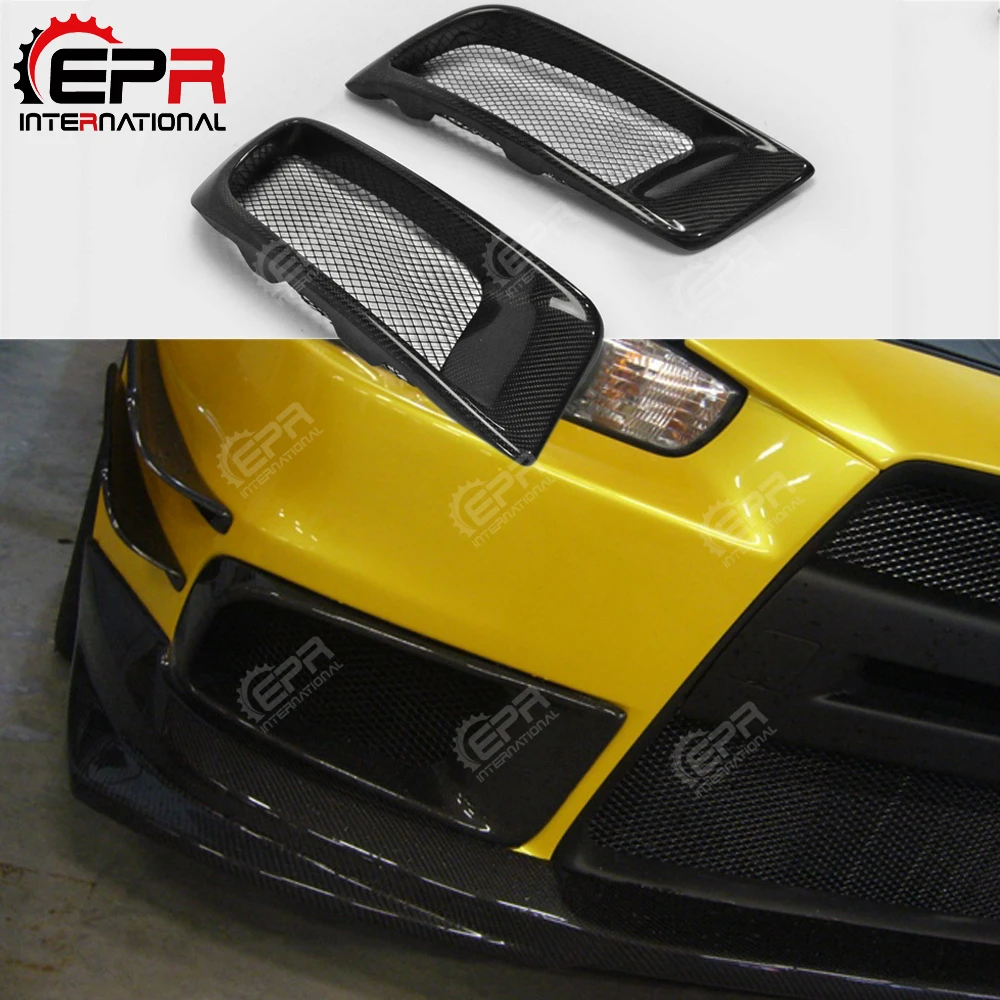Grilles Carbon Fiber Front Bumper Air Intake Duct Fit Mitsubishi Lancer