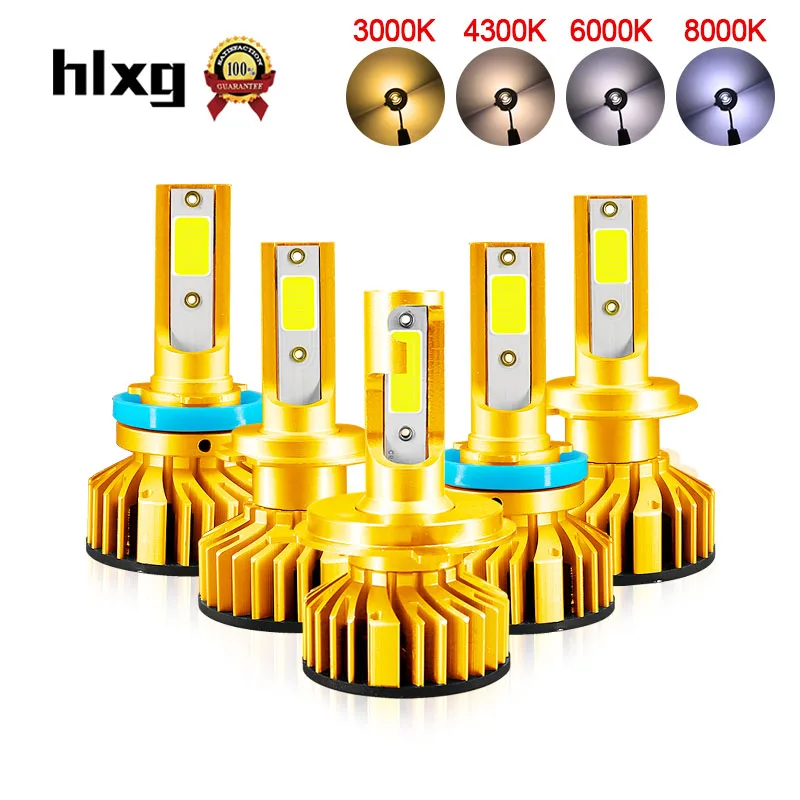 HLXG 2 шт автомобильные лампы для фар h7 led h4 h1 h11 h8 hb3 hb4 CANBUS no error Turbo led 80 Вт 12000lm 4300 К 6000 К автомобильная лампа - Испускаемый цвет: mini size canbus