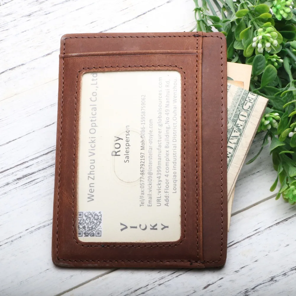 Тонкий кошелек для мужчин RFID блокирующий передний карман карт минималистичный