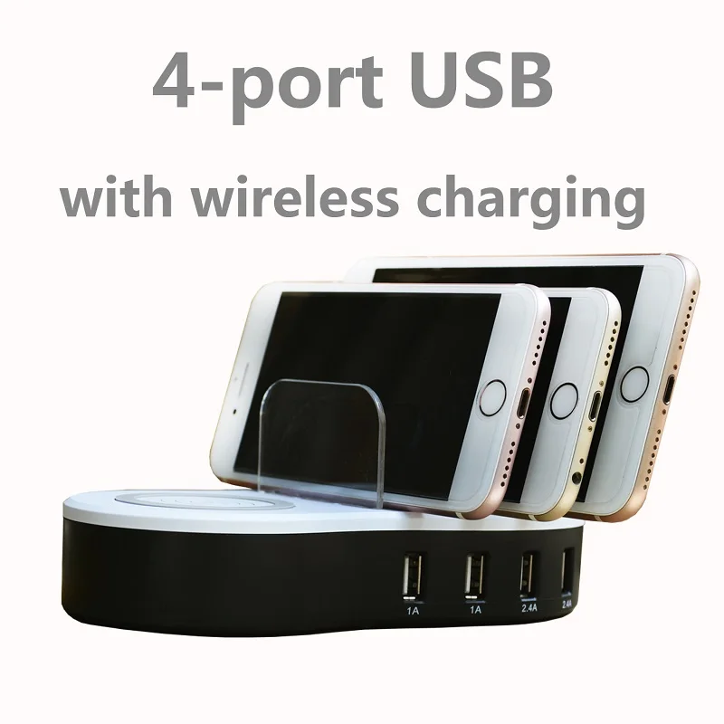 

Honesum Smart four port usb+wireless charging station for Smartphone Multi-Device iphone XS MAX XR X mix 2s redmi samsung Note9
