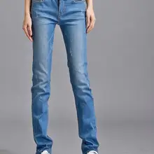 Женские весенние однотонные тонкие прямые джинсы больших размеров, женские осенние брюки больших размеров d с разрезами, женские узкие отбеленные брюки