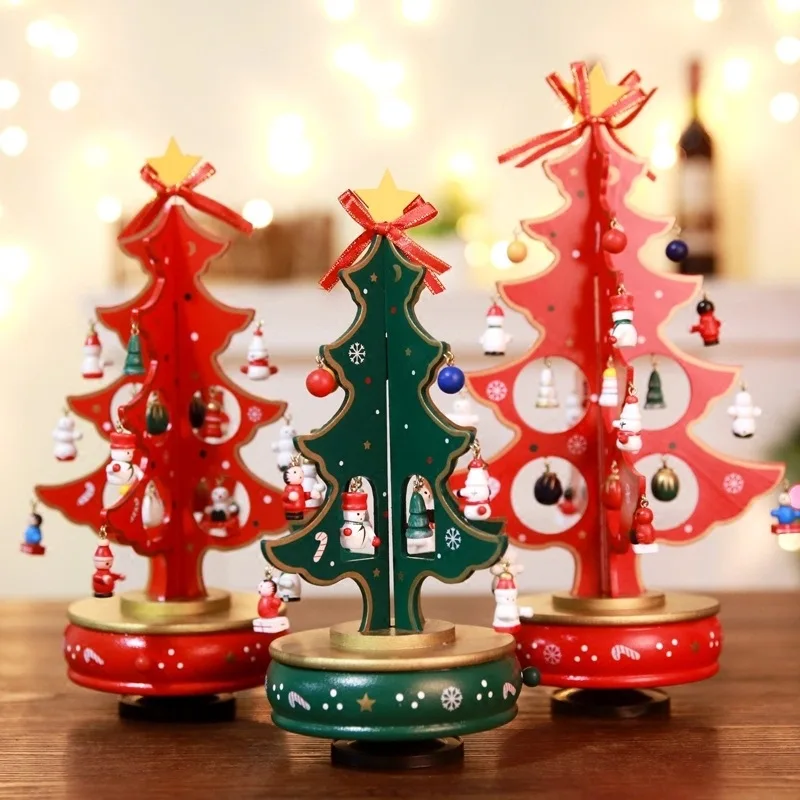 Christmas decorations wooden music boxes eight sound boxes wooden crafts creative music