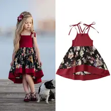 Для маленьких детей с цветочным узором для девочек вечерние печати кружевное платье без рукавов Свадебные платья принцессы рождественское платье