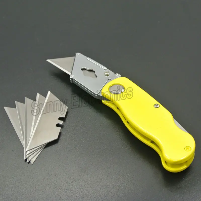 SPEED RELEASE FOLDABLE UTILITY KNIFE, TWINE BOX CUTTER & 5 EXTRA BLADES