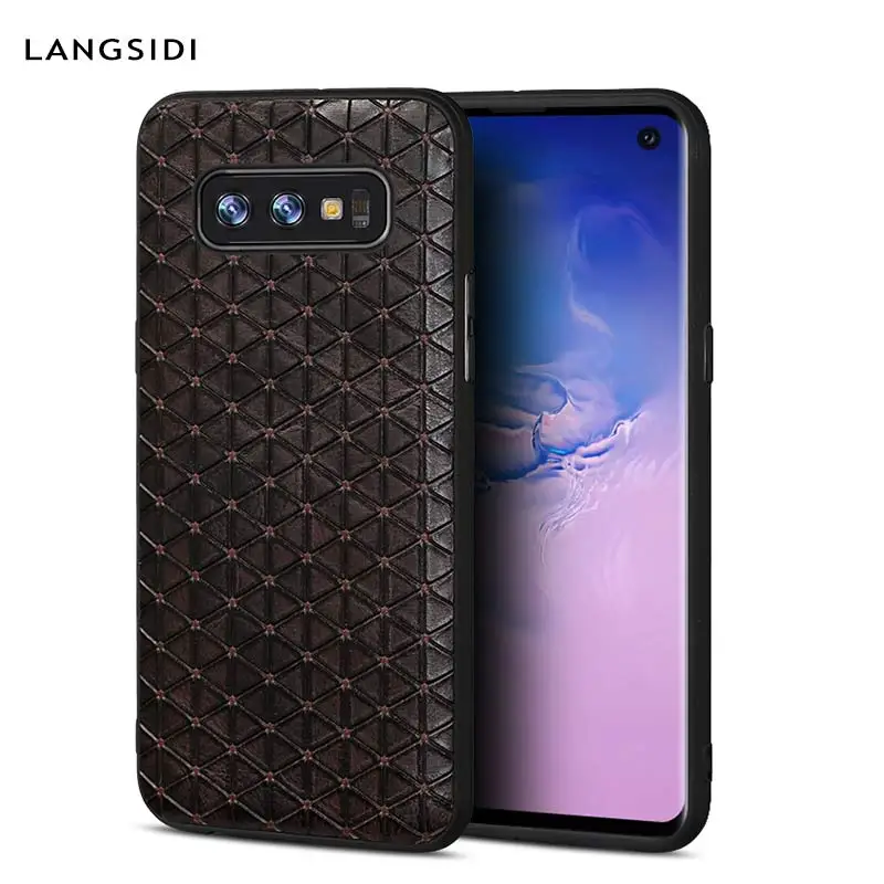 

Luxury Business Natural Leather case For Samsung Galaxy S10 A70 A50 A40 A30 A8 A7 2018 Note10 back cover For S9 S8 S7 s10 plus