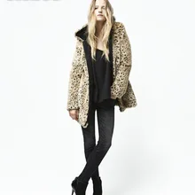 Женское зимнее пальто из искусственного меха, приталенная куртка с длинным рукавом из искусственного меха леопардовой расцветки, женская верхняя одежда из искусственного меха, chaquetas mujer WT8