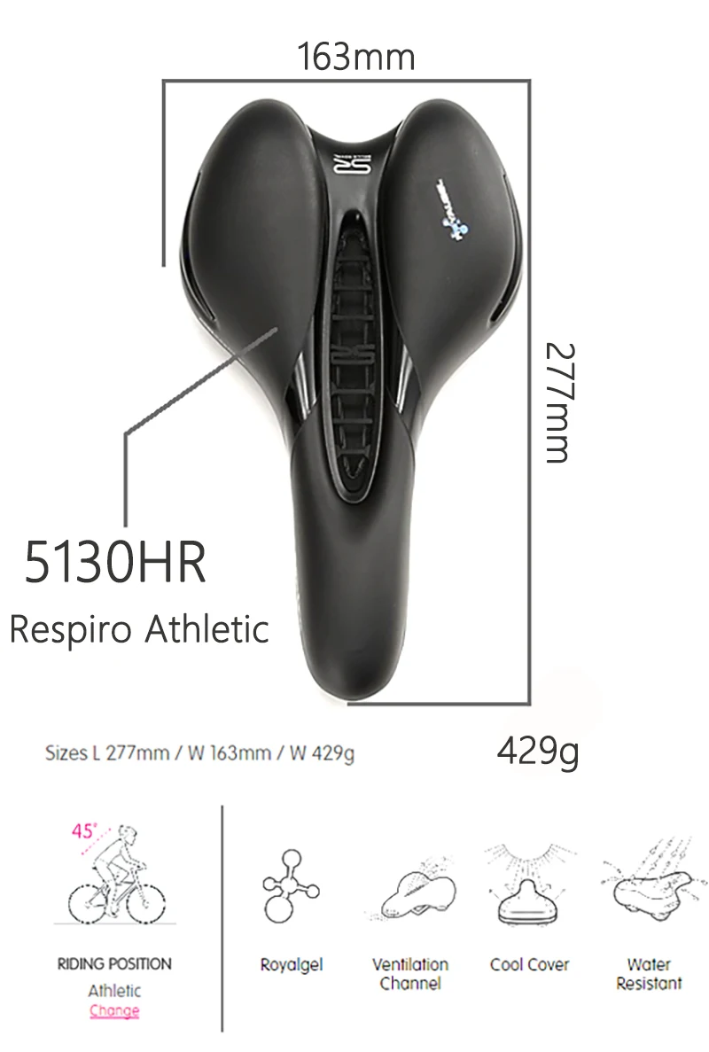 SELLE ROYAL Respiro Athletic 5130HRT велосипедное седло силиконовая подкладка Подушка горный велосипед шоссейный велосипед седло Велосипедное Сиденье