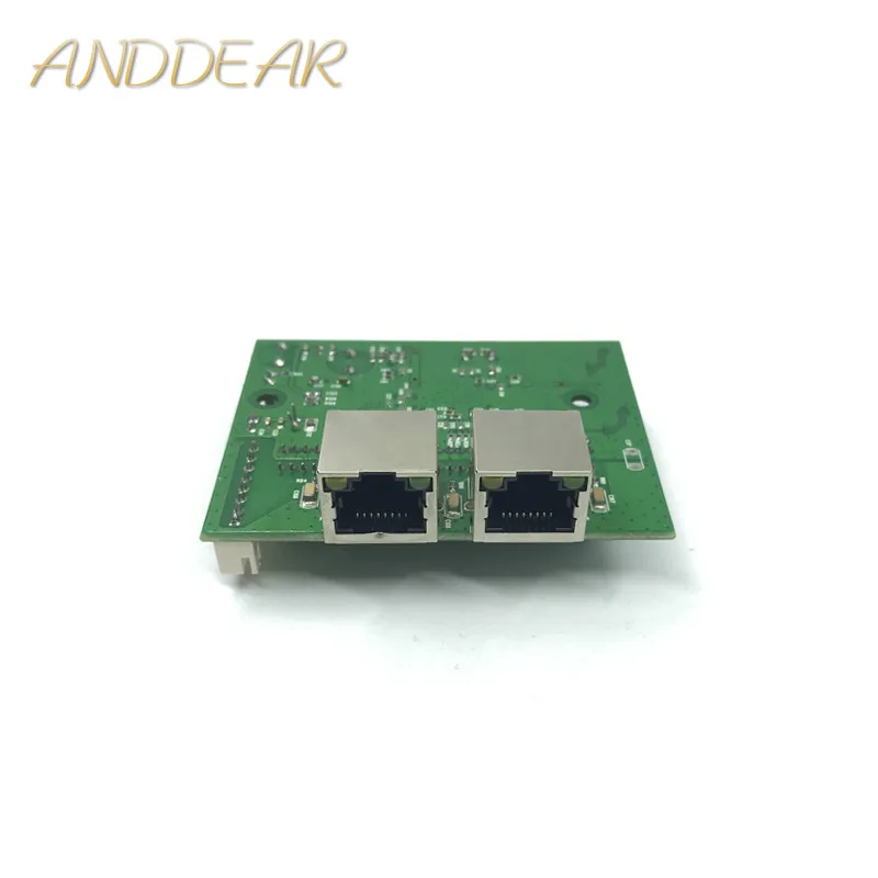 

factory direct mini fast 10/100/1000mbps 2 port ethernet network lan hub switch board two layer pcb 2 rj45 1*8pin head port