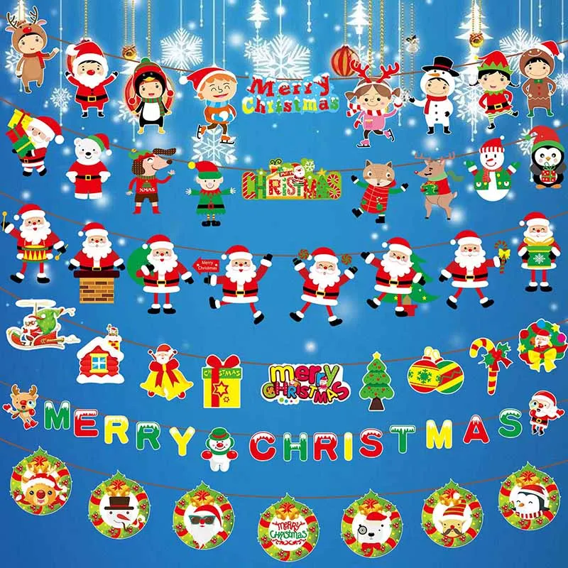 Merry Christmas баннер декоративные гирлянды Санта Клаус поставки венок на