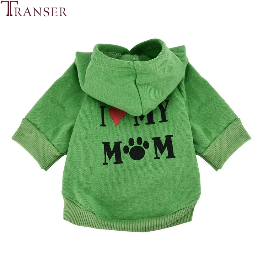 Transer Одежда для собак, толстовка с капюшоном с надписью «I LOVE MY MOM» для маленьких собак, щенков, спортивная одежда для отдыха 71205
