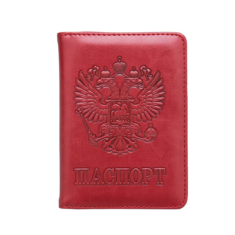 Men Women Rfid Passport Cover Travel Passport Case Russia Travel Document Cover SIM Passport Card Holders - Цвет: Red