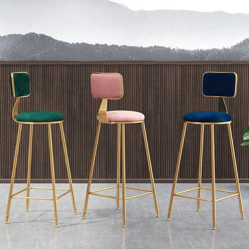 

Louis Fashion Nordic Minimalist Golden Bar Chair Backrest High Stool Stool Front Dining Room Leisur