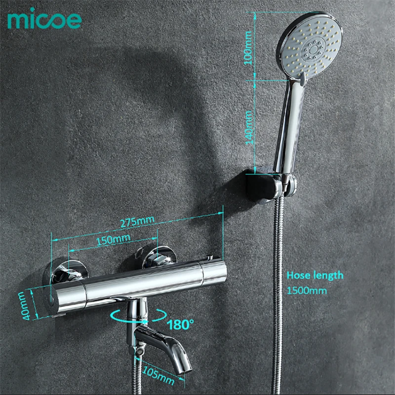 Online Micoe 2018 neue Thermostat Dusche Wasserhahn Bad Wasserhahn Dusche Set Wasserfall Badewanne Dusche Wand Wasserhahn