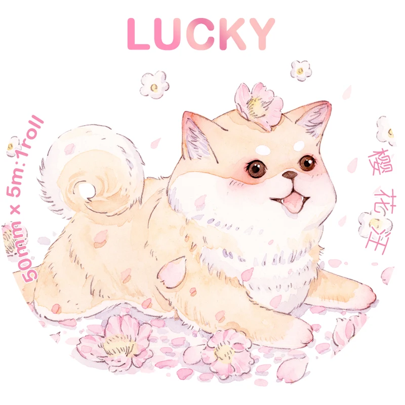 

Special ink 50mm*5m Original Lovely sakura dog Cute Animal Decoration Washi Tape DIY Planner Scrapbooking Masking Tape Escolar