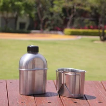 Hervidor de acero inoxidable para acampar al aire libre y taza de agua de 0,6 l para aventuras al aire libre, Camping, senderismo, Picnic, vajilla para barbacoa