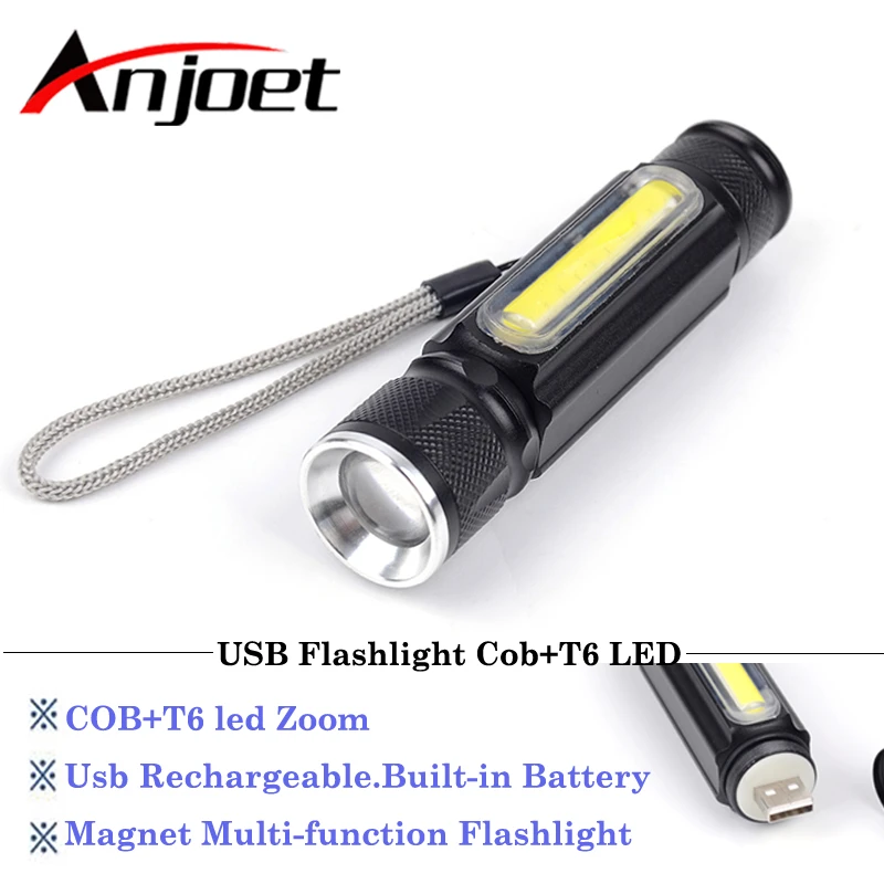 T6 LED-Taschenlampe USB Wiederaufladbare Zoom-Taschenlampe Eingebauter Akku T6 LED-Taschenlampe USB Wiederaufladbare Zoom-Taschenlampe Eingebauter Akku