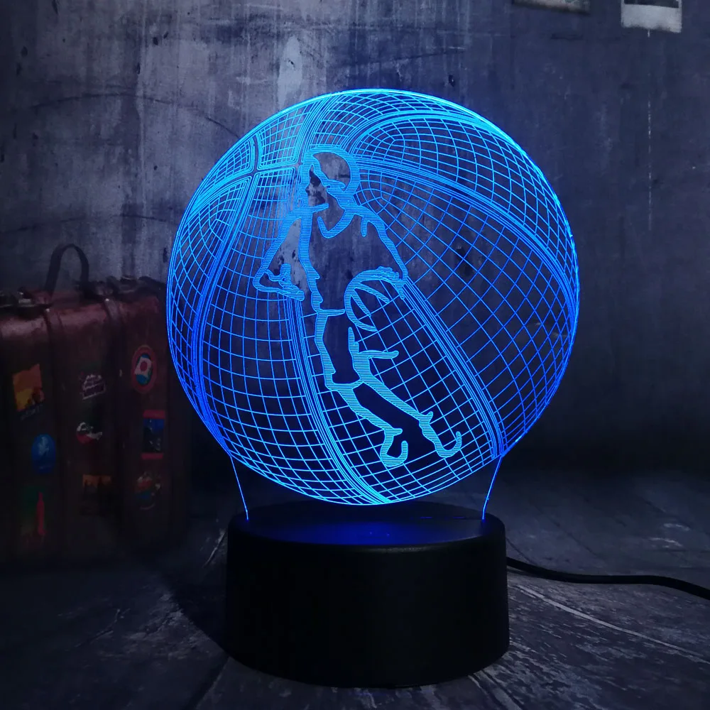 Блеск 3D светодиодный баскетбольный мужской спортивный домашний декор Иллюзия сенсорный 7 цветов сменный светильник для спальни ночник лучший подарок для мальчика
