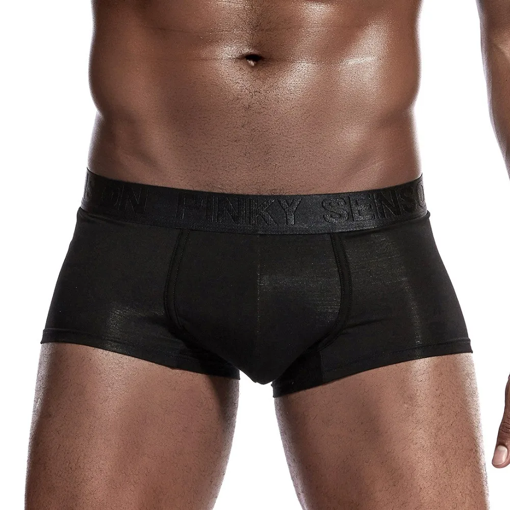 Модальное нижнее белье, боксеры, шорты для мужчин, сексуальные дышащие мужские боксеры с мешочком для пениса, мягкие мужские трусы - Цвет: Black