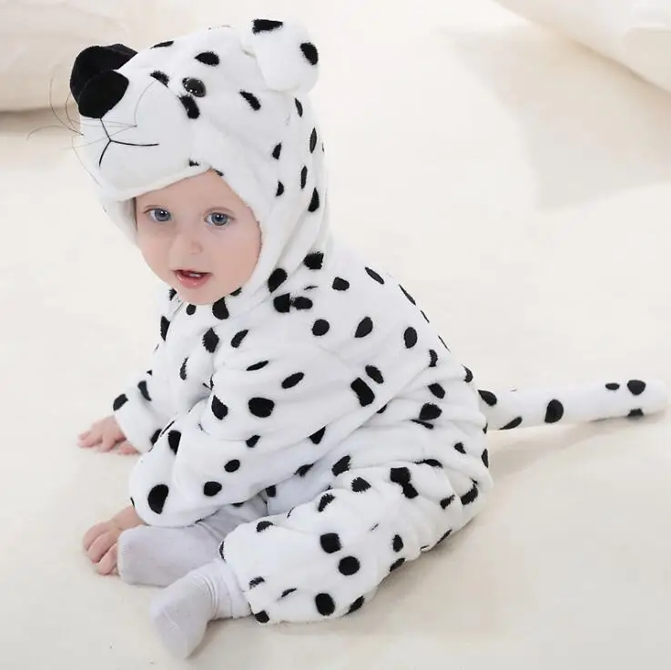 MICHLEY детские комбинезоны одежда с длинными рукавами для новорожденных на весну и зиму фланелевая одежда с героями мультфильмов Комбинезоны для маленьких мальчиков и девочек - Цвет: snow leopard