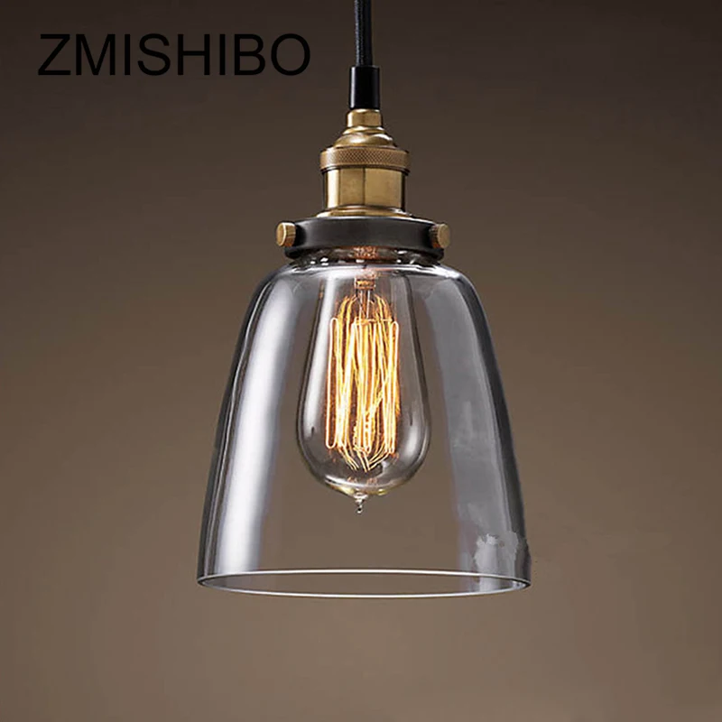 Винтажная стеклянная Подвесная лампа ZMISHIBO 110 240 В E27 потолочные светильники из