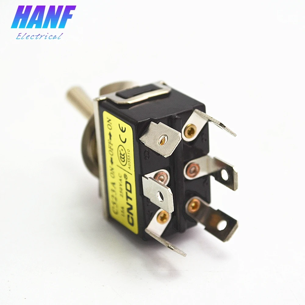 

1pcs Toggle Switch 250VAC 15A DPDT 3 Position ON/OFF/ON 6 Pins Black Handle