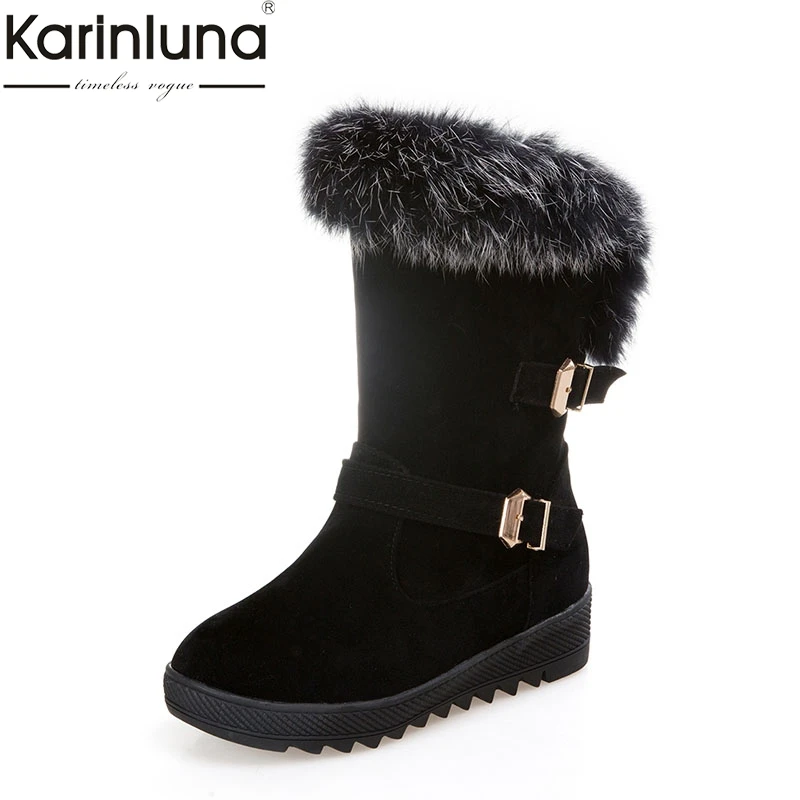 

KARINLUNA new arrivals dropship big size 34-43 warm fur women snow Boots Shoes slip on Winter plush russia Boots shoes woman