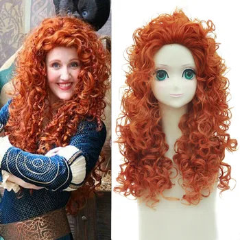 

Movie Brave Princess Merida Cosplay Costumes Mei Lida Long Curly Synthetic Wigs Hair Halloween Party Role Play Wigs For Women
