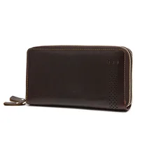 Vintage Men Wallet Genuine Leather Double Zipper Card Holder Large Natural Leather Wallets Long Clutch Male Coin Purse For Men Vintage Men Wallet Genuine Leather Double Zipper Card Holder Large Natural Leather Wallets Long Clutch Male Coin Purse For Men