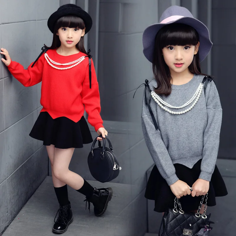 The girls fashion sweater thin bottoming shirt cotton sweater spring autumn clothes girl a lovely girl