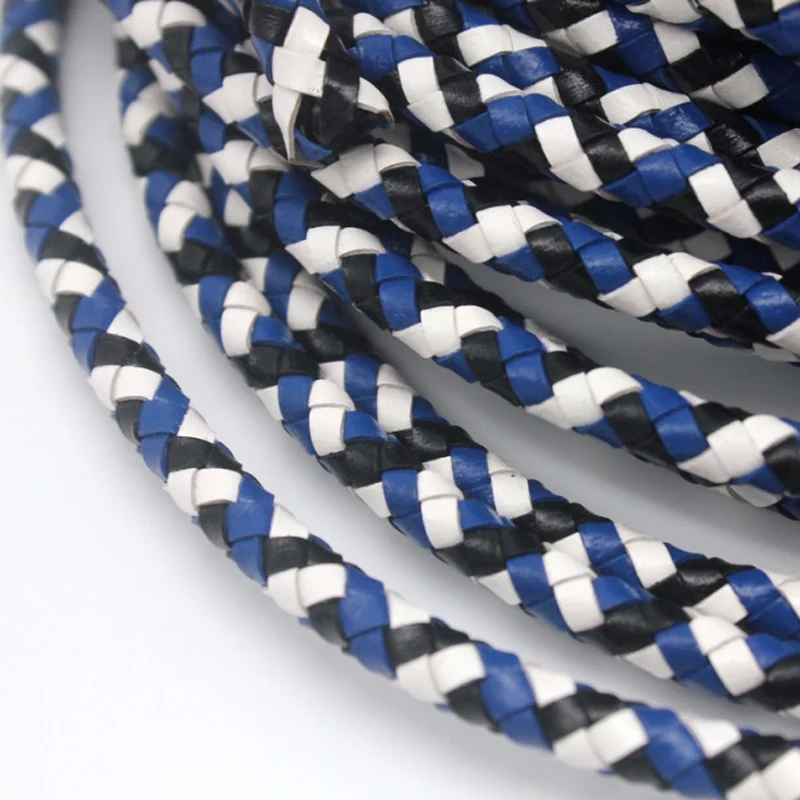 

AaaZee 1 Yard 6mm Diameter Round Color Mixed Woven Braided Leather Bolo Cord Tie Cord For DIY Jewelry Making Leather Craft