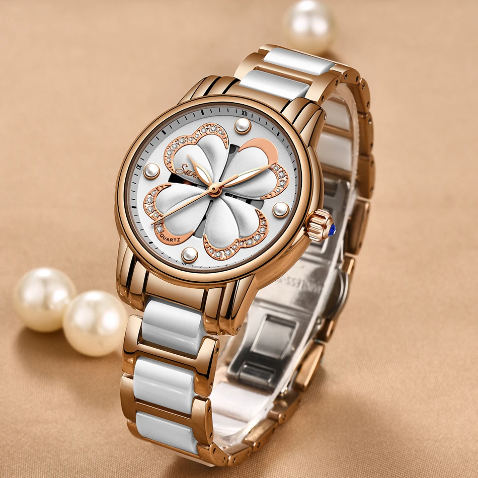 Новинка, SUNKTA, Топ бренд, Роскошные водонепроницаемые женские часы, Модные Простые керамические кварцевые часы, женские нарядные часы