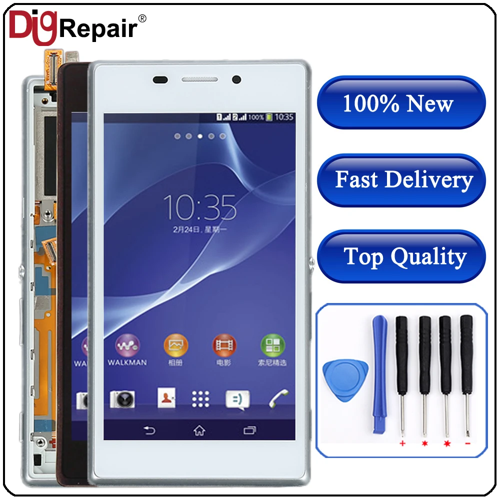 

For Sony Xperia M2 LCD Display S50H D2302 D2303 D2305 D2306 LCD Digitizer Touch Screen Frame Replacement Part For sony m2 Screen