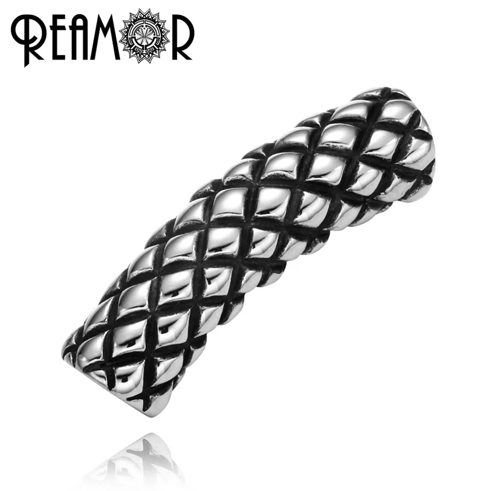 

REAMOR 5pcs 316l Stainless Steel Cylinder Bead 8mm Big Hole Metal Charms Beads For Jewelry Making Men Bracelet DIY Accessories