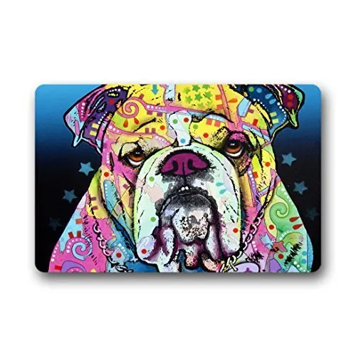 

Helper English Bulldog Colorful Cute Pattern Creative Home Decorations Rug Rectangle Indoor Outdoor Doormat