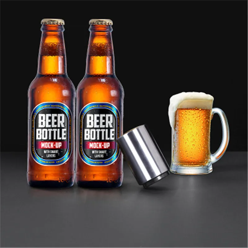 

Automatic Bottle Opener Stainless Steel Push Down Wine Beer Openers Practical Kitchen Accessories Bottle Opener for Men,Dad