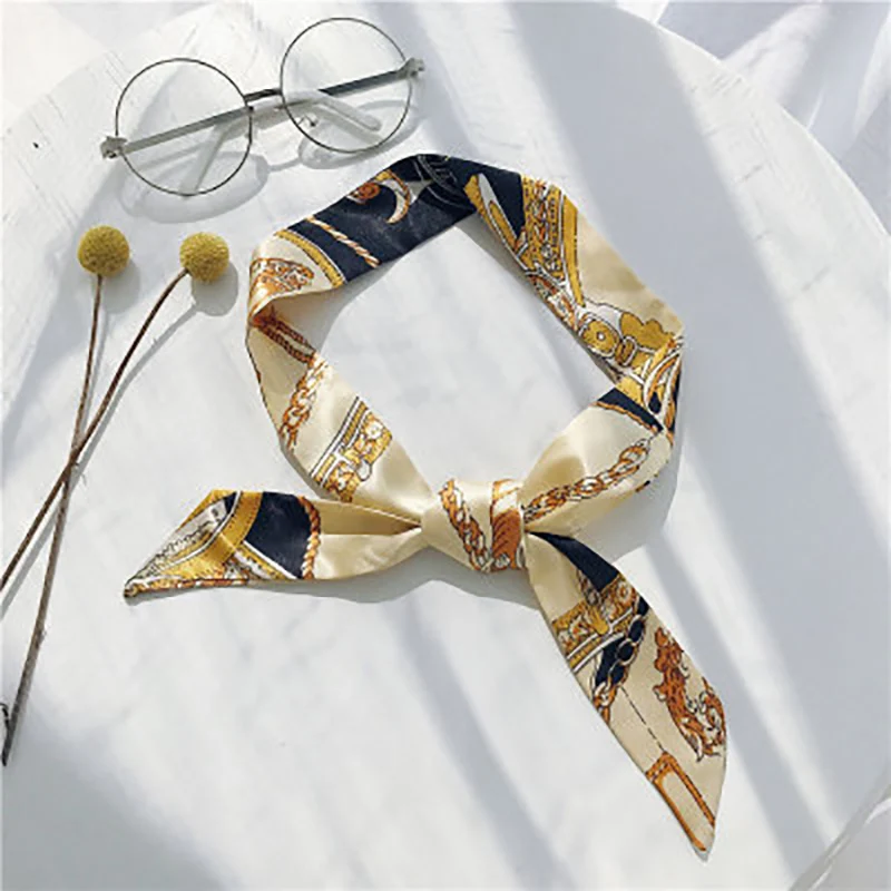 

23 Colors Women Scarf Fashion Print Hair Tie Flower Leopard Striped Headkerchief Ribbon Retro Handle Bag Chiffon Headwear Scarve