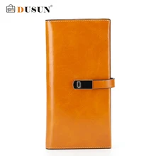 Dusun frauen geldbörse aus echtem leder geldbörsen frau handtasche mode metall lock bunte vintage stil feminina