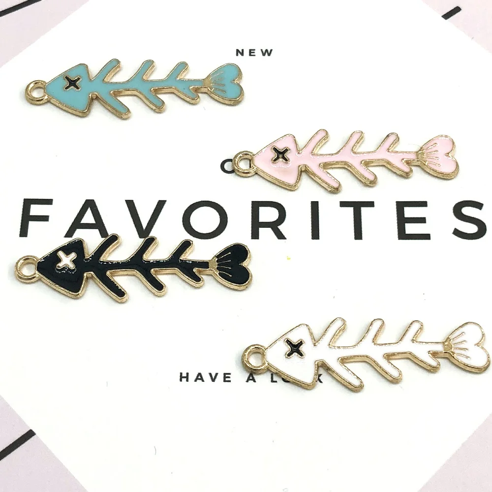 10Pcs/lot High Quality Fashion Enamels Charms Gift Fish Bone Alloy Pendant Bracelet Necklace Jewelry Accessories DIY Craft | Украшения и