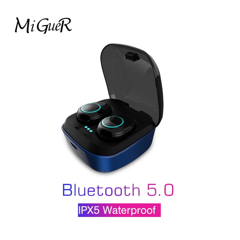 

MiGueR wireless headset in-ear stereo bluetooth 5.0 IPX5 waterproof microphone is suitable for xiaomi iOS bluetooth headset earb