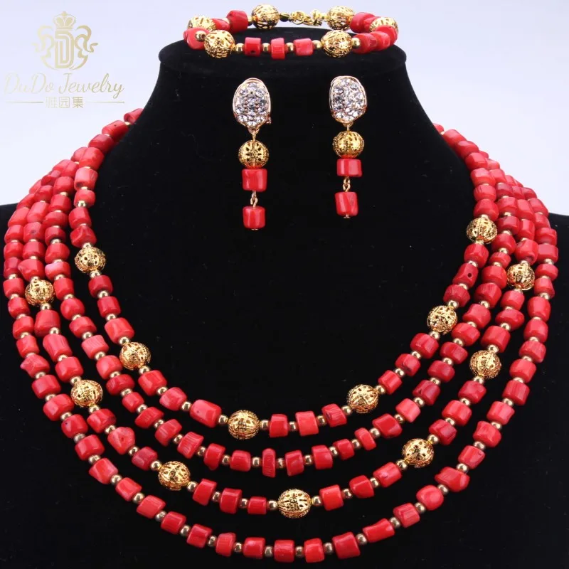 Hot Sale Nature Coral Beads Red African Nigerian Wedding Jewelry Sets 4 Layers Dubai Necklace Earrings Bracelet Sets Christmas
Hot Sale Nature Coral Beads Red African Nigerian Wedding Jewelry Sets 4 Layers Dubai Necklace Earrings Bracelet Sets Christmas